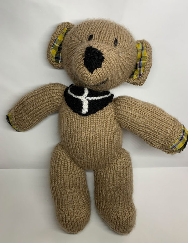 Brown teddy with Cornish National Tartan