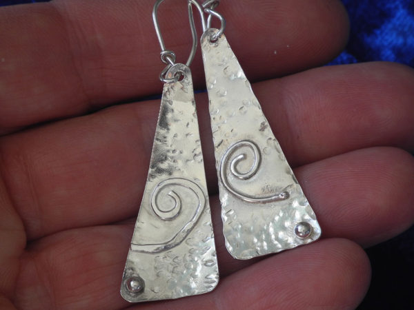Large Triangular Silver Earrings